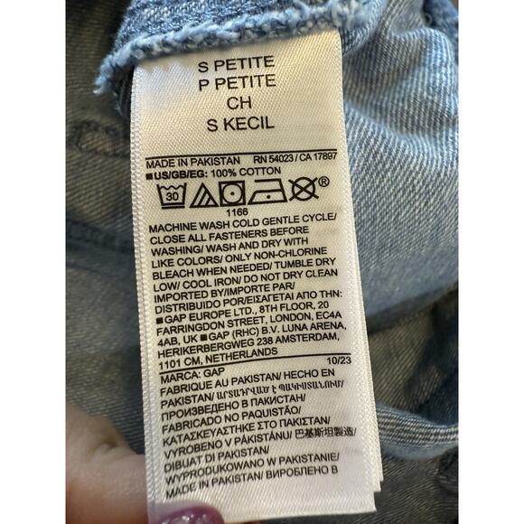 NWT Gap Denim Distressed Pull On Carpenter Jeans Pants Raw Hem Size Small Petite - Picture 11 of 13